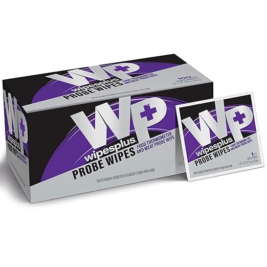 WIPESPLUS Probe Wipes, Thermometer Wipes, Meat Probe Wipe with Individual Satchets for Home and Business, 1000 Count, 10 Packs of 100, White