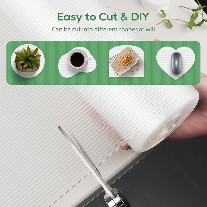 Anoak Shelf Liner Cabinet Liner, Non Adhesive Drawer Liner, Washable 20 Inch x 10 FT(120 Inch) Waterproof Durable Non-Slip Shelf Liner for Kitchen, Drawer, Refrigerator Stripe Clear