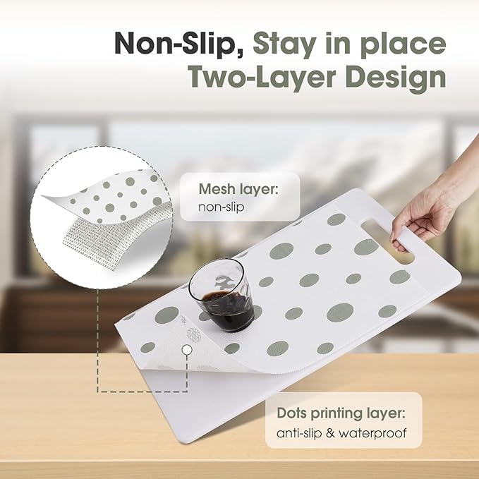 Beautysaid Shelf and Drawer Liner for Kitchen Cabinet, Non Adhesive Non Slip Shelf Paper Waterproof Washable Thickened for Dresser Pantry Shelve Bathroom Protector Liner(Polka Dot,23.6 in x 10 FT)