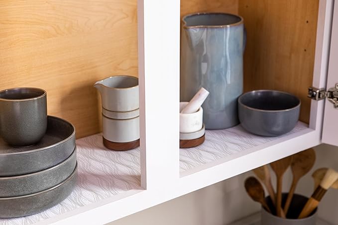 Smooth Top EasyLiner for Cabinets & Drawers - Easy to Install & Cut to Fit - Shelf Paper & Drawer Liner Non Adhesive - Non Slip Shelf Liner - 20in. x 6ft. - 6 Roll Project Pack - Taupe Svelte