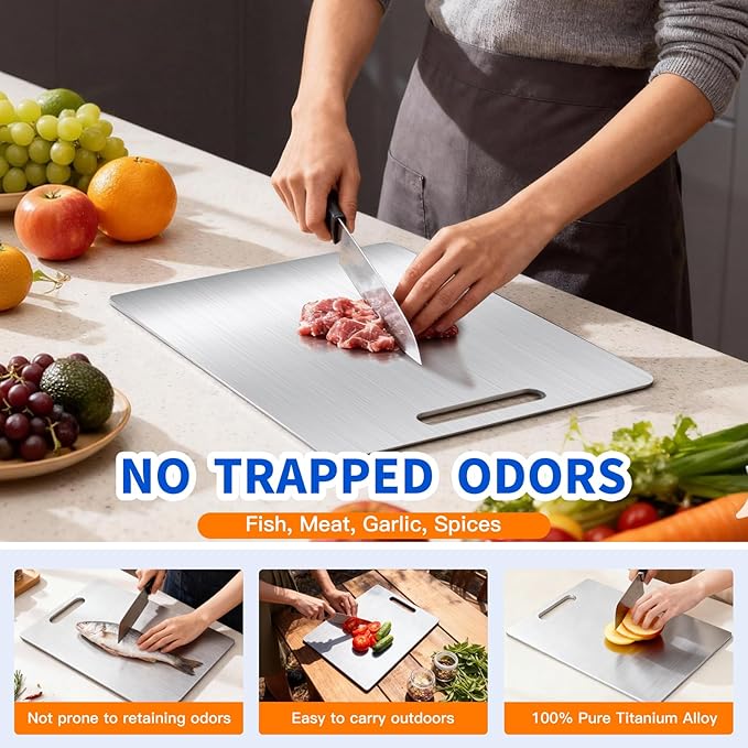Titanium Cutting Board Set of 3, Food-Grade Titanium Cutting Boards for Kitchen