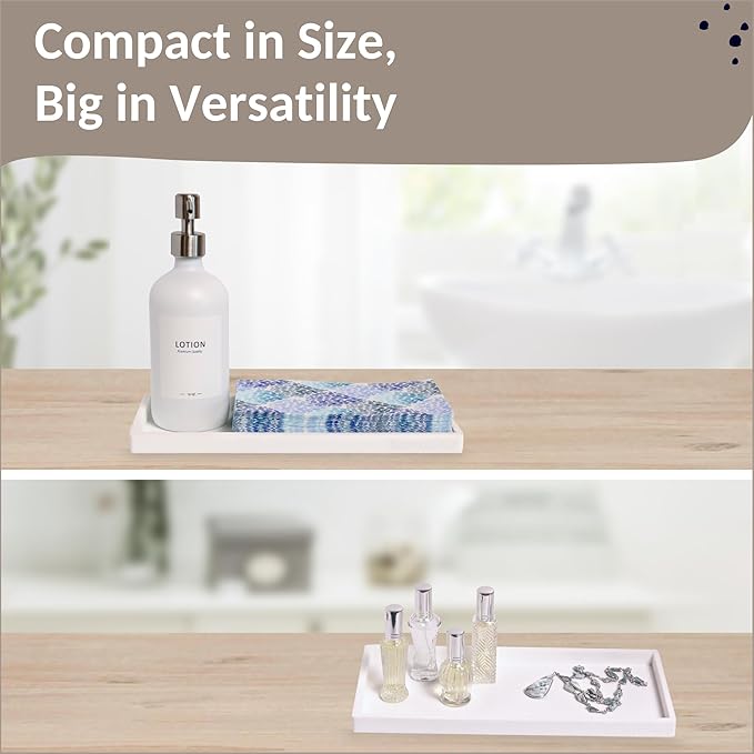 Spacewiser Countertop and Vanity Tray - 2 PC Large 11.7" Silicone Bathroom Trays, Counter Organizer, Dish Soap Sponge Holder Kitchen Sink Tray Organizer, Sink Caddy Toothbrush Key Kitchen Soap Trays