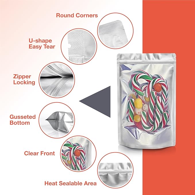 BELLE KR® 3x5 Small Mylar Bags for Freeze Dried Candy - Pack Of 100-4 Mil Thick - Clear Mylar Bags with See Through Window for Freeze Drying