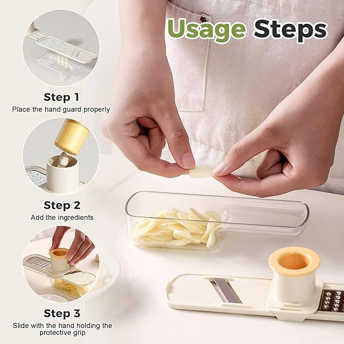Multifunctional Garlic Grinder, 2026 Upgrade Mini 3 in 1 Garlic Grinder and Slicer, Stainless Steel Garlic Slicer Thin for Household (Green)