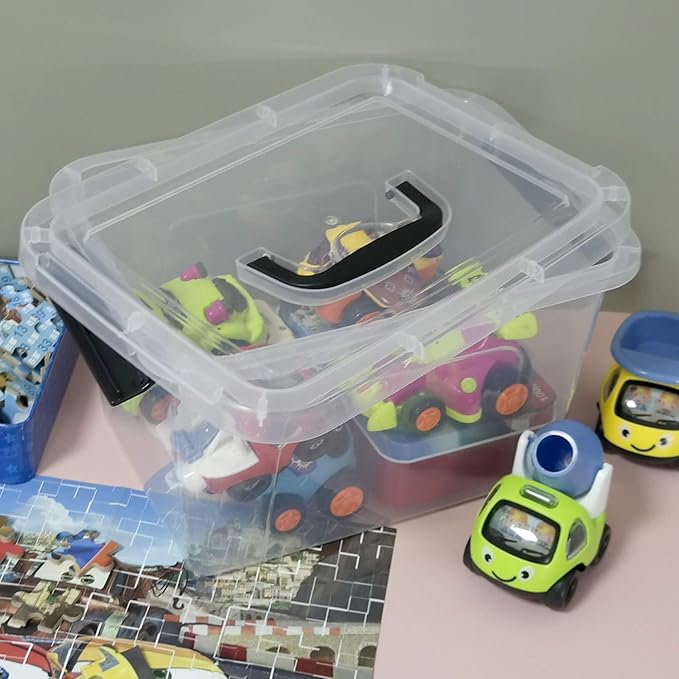 6 Quart Clear Plastic latching Storage Boxes with Lids and Handles, 6 Packs