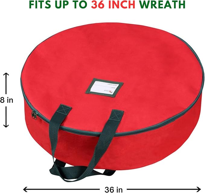 Primode Heavy Duty Christmas Wreath Storage Bag 36"- Handles Made Of Durable 600D Oxford Polyester Material Storage Bag 36” Holiday Wreaths