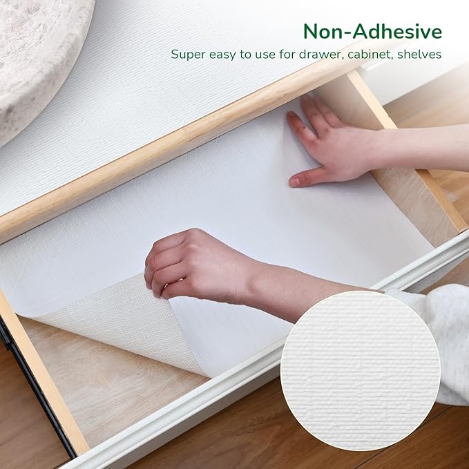 Shelf Liner and Cabinet Liner for Kitchen, Non-Slip Non-Adhesive Drawer Liners for Cabinets and Cupboard, Dresser, Shelves, Tool Box, Pantry, Thickened Easy Install, Strong Grip, 23.6in x 20FT, White