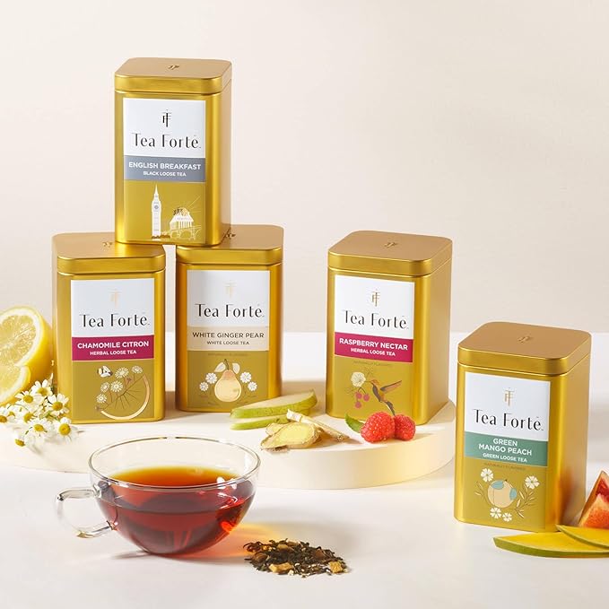 Tea Forte Decaf Breakfast Premium Loose Leaf Caffeine-Free Black Tea Blend Canister, Makes 35-50 Cups