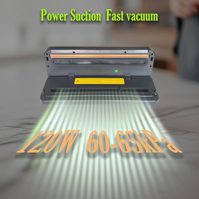 Vacuum Sealer for Food, Compact Food Saver Machine with 65kPa Suction, One-Touch Operation, Built-in Cutter, Includes 20 Vacuum Bags, Easy-to-Clean, Ideal for Meat, Vegetables, Sous Vide