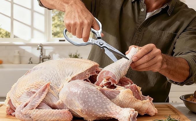 Kitchen Scissors Set, Heavy Duty Meat Scissors All Purpose, Dishwasher Safe Food Shears for Seafood Pizza Herb Chicken Poultry Cutting Cooking, Christmas Gifts for Men Women Mom Dad