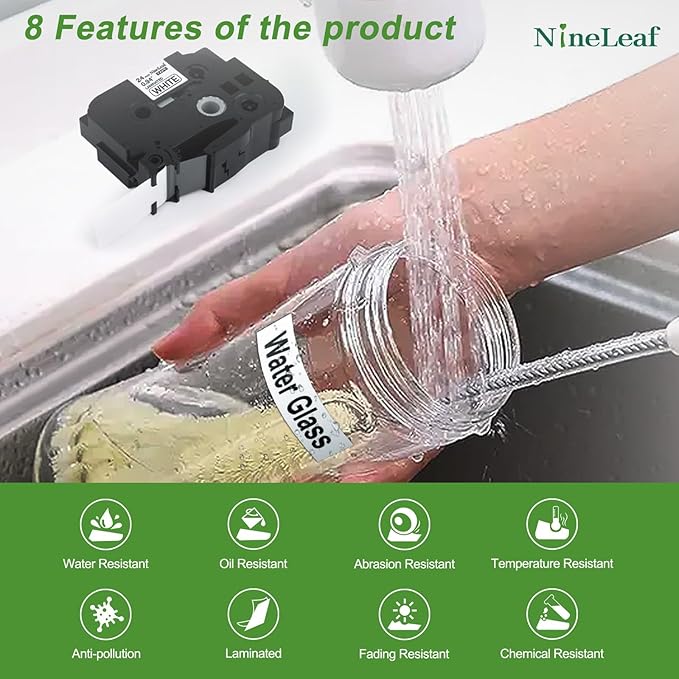 NineLeaf 10 Pack TZe-251 Label Maker Tape Compatible for Brother P-Touch Label Tape TZe251 24mm 0.94'' Laminated White TZ251 TZ-251 1'' TZe TZ for Ptouch PT-D600 D610BT P700 P710BT P900 E500