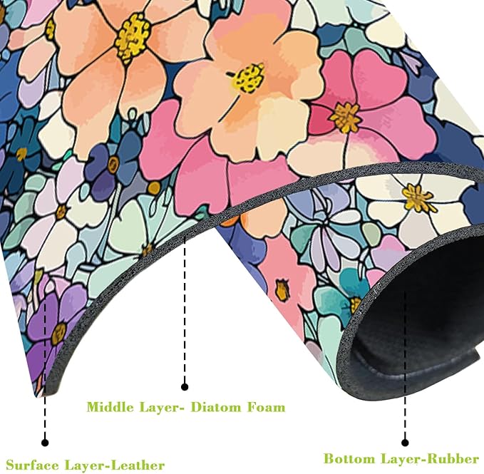 Sink Faucet Absorbing Mat Cute Flowers Sink Splash Guard Drying Mat for Kitchen Bathroom Faucet Sinkmat 15.5"X5.5"