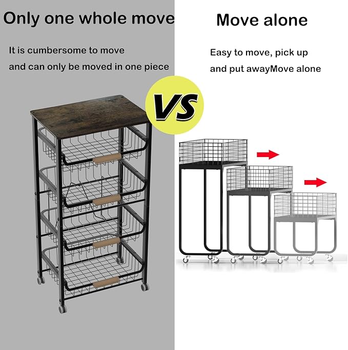 3-Tier Storage Rack Cart - Metal Shelving Unit with Wheels Kitchen Storage Garage Organizer Pantry Shelves Rolling Utility Shelf for Fruit and Vegetable Storage,Office/Bedroom/Basement