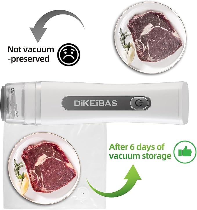 Handheld Vacuum Sealer with 30 Reusable Bags | 6X Longer Freshness, One-Touch Seal & Rechargeable | BPA-Free, Leak-Proof Bags for Meat, Meal Prep, Travel | Compact Food Saver