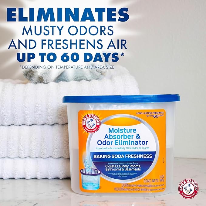 Arm & Hammer Fragrance Free Refillable Moisture Absorber and Odor Eliminator 14 oz. Tub