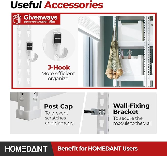 HOMEDANT 47.7" W 5 Tier Heavy Duty Garage Shelving Adjustable Metal Rack Storage Shelves Standing Shelf Unit Organizers Industrial Warehouse Basement Black 1Pack