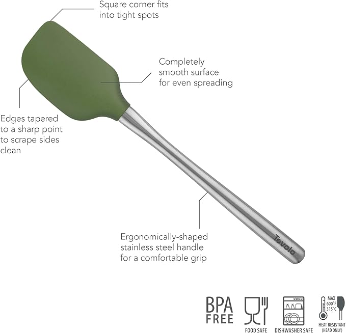Tovolo Silicone Cooking Utensil Set of 6 Pesto Green Ladle Slotted Turner Tongs Flex Core Spatula Scraper Mixing Spoon and Potato Masher, Dishwasher Safe Non Toxic BPA Free Silicone Kitchen Utensils