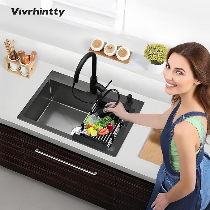 30-inch Single Bowl Workstation Kitchen Sink, Drop-in/Top-Mount Stainless Steel with Nano Coating & Basket Strainer, 30"x18"