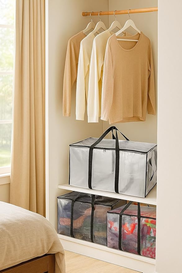 Heavy Duty Clear Tote Bag for Storage & Organization – Extra Large, Durable Zippered Storage Bin with Reinforced Handles – for Home, Travel & Garage Use (X-Large, 4.0, Count)