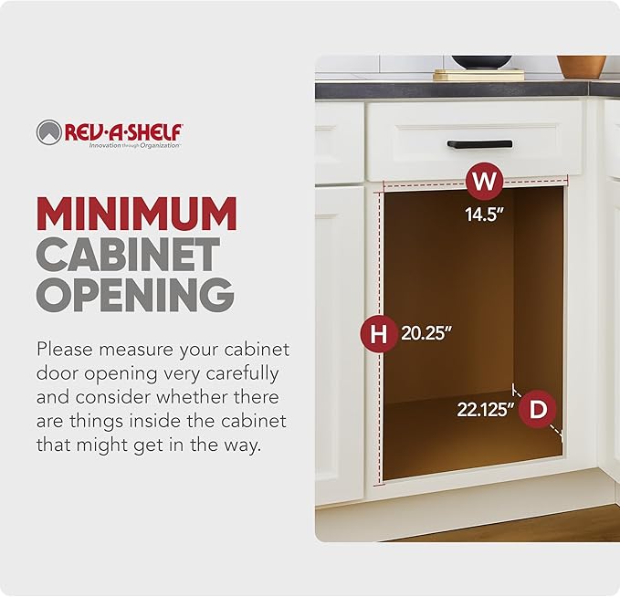 Rev-A-Shelf Double Trash Can Under Kitchen Cabinets Pullout, 35 Quart 8.75 Gallon with Soft-Close Slides, White, 53WC-1835SCDM-211