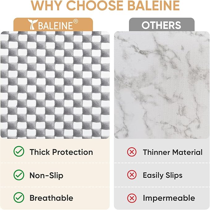 BALEINE Cabinet Liner, Drawer and Shelf Liner for Kitchen Cabinets Non-Adhesive, Non-Slip Protect Desks, Cupboard, Drawers, Shelves, Tableware (24 in x 20 Ft, Gray)