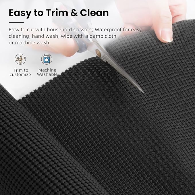 BAGAIL Drawer and Shelf Liner, 24 in X 20 Ft Non-Adhesive Shelf Liners for Kitchen Cabinets, Thick Strong Grip Liners for Desk, Shelves, Bathroom Drawers, Cabinet Protection - Black