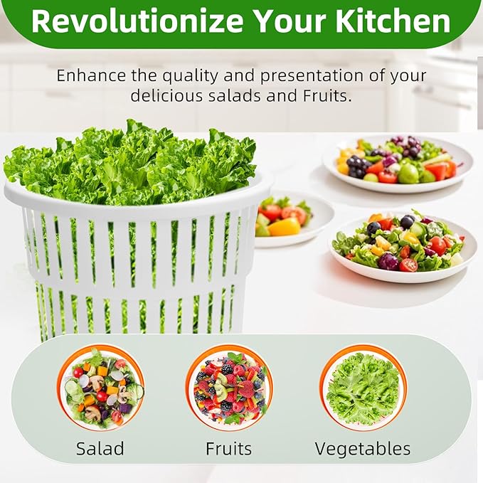 Wutfly 5 Gallon Commercial Salad Spinner and Dryer, Large Manual Vegetable Washer & Greens Dryer with Drain Tube, Heavy-Duty & FDA Listed for Restaurant, Home, Farm Use
