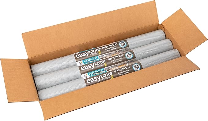 Duck Brand Smooth Top EasyLiner for Cabinets & Drawers - Easy to Install & Cut to Fit - Shelf Paper & Drawer Liner Non-Adhesive - Non Slip Shelf Liner - 20 Inch Width - 36 Total Feet - Grey