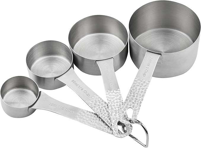 SUNMVEHOT Measuring Cups and Spoons Set, 18/8 Stainless Steel Measuring Cups and Spoons for Baking & Cooking, Metric & US 4 Kitchen Measure Cup and 5 Measure Spoon with Leveler for Liquid & Drying