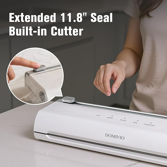 Vacuum Sealer Machine for Food, 5-in-1 Food Saver with Built-In Cutter & 20 BPA-Free Bags – Dry & Moist Modes, Compact Easy-to-Use Vacuum Sealer for Meal Prep, Freezer Storage & Long-Lasting Freshness