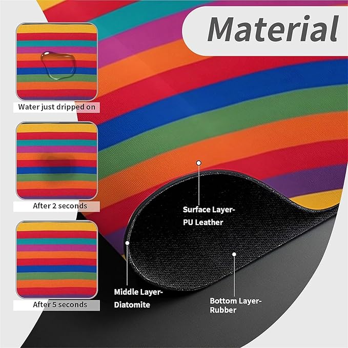 Kitchen Sink Splash Guard，Rainbow stripes Faucet Mat Sink Gadgets-Super Absorbent Fast Drying Mat Drip Catcher for Kitchen, Bathroom,Sink Mat, Dish Drying Mat, Bathroom(15" X 5.5" )
