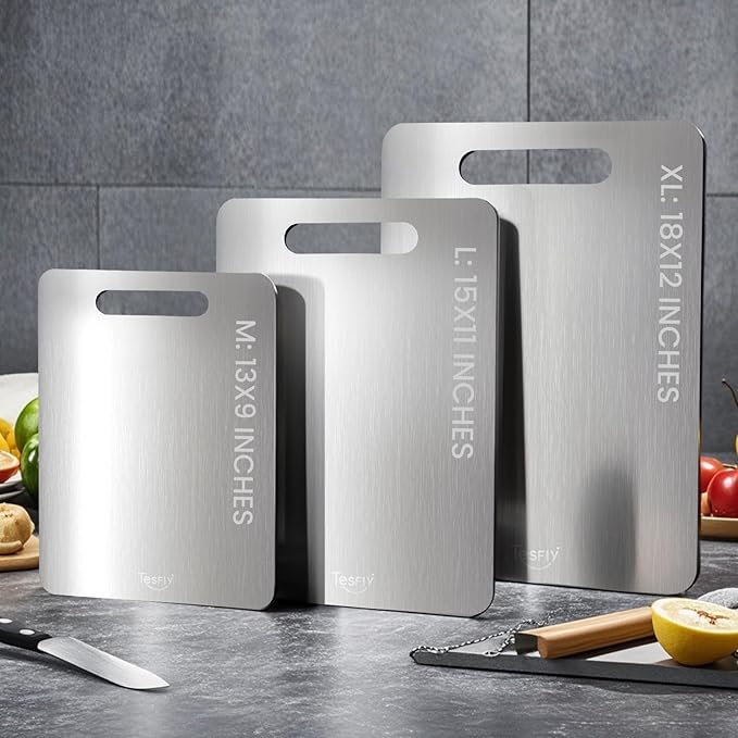 2 Pack Titanium Cutting Board - 100% Pure Titanium Cutting Boards For Kitchen,Easy to clean, Double-sided food-grade Cutting Board For Cutting Meats, Fruits And Vegetables(13 * 9)