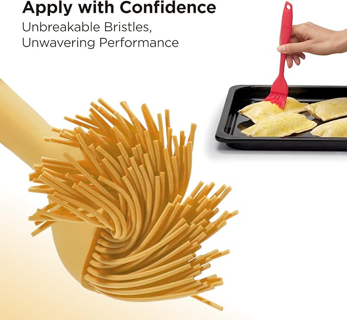 Kitchen Mama WaltzGrip Platinum Silicone Basting Pastry Brush: Set of 2 Heat-Resistant Brushes Utensils for Cooking, Baking, Grilling, Barbecue, and Spreading Oil, Butter, Egg (Yellow)