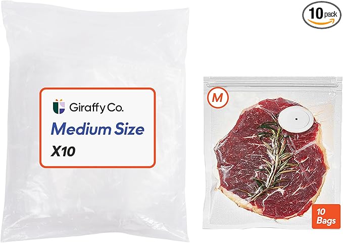 Reusable Vacuum Sealer Bags for Food – 10 Medium Vacuum Bags (26x28cm/10x11in), BPA-Free, Leak-Proof, Odor-Resistant – Compatible with Vacuum Sealers