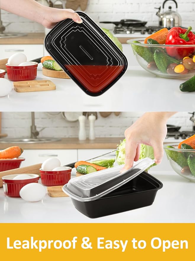NEEBAKE 40 Sets 38oz Meal Prep Container - Reusable Plastic Food Storage Containers with Lids, Fits Microwave, Freezer and Dishwasher Safe