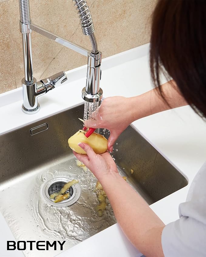BOTEMY Extended Garbage Disposal Flange Basket Strainer Stopper, Deep 304 Stainless Steel Kitchen Sink Flange for 3-1/2 Inch Standard Sink Drain Hole, Brushed Deep Sink Disposal Stopper