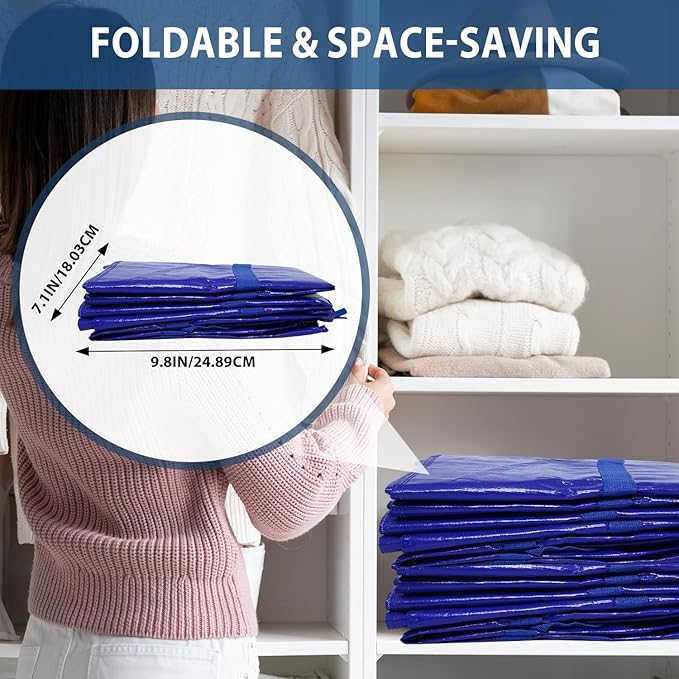 6 Pack Moving Bags Heavy Duty, Extra Large Moving Bags, Moving Supplies, Storage Bags with Handles and Zippers, Waterproof Totes for Storage Space Saving Packaging Shipping and Travel(Blue)