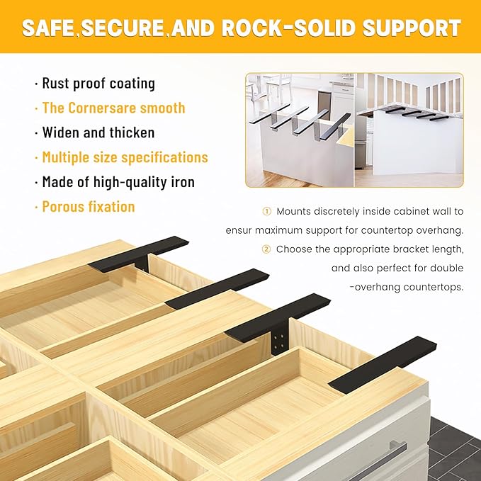 Hidden Countertop Support Bracket 32 Inch 2 Pack Heavy Duty Granite Support Bracket for Kitchen Island Bar Top Countertop