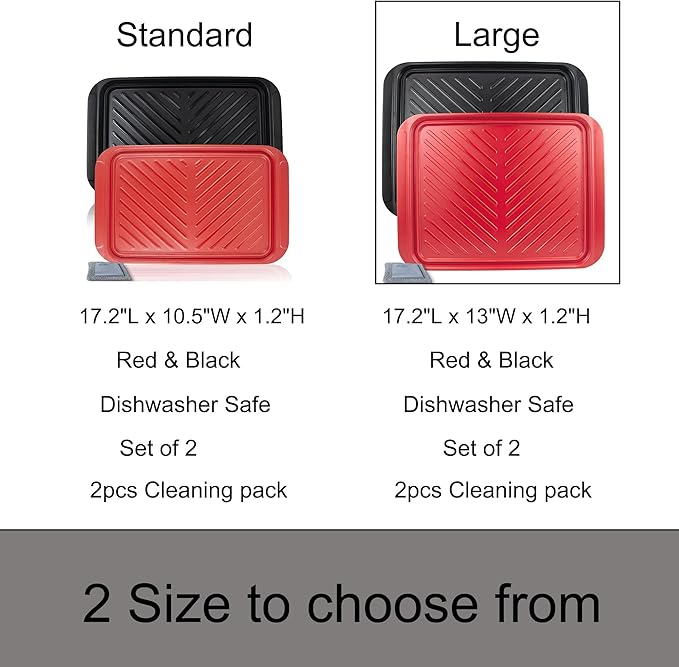 Czlizdyt Large Grilling Prep and Serve Trays, BBQ Platter for Raw and Cooked Food, Melamine Serving Trays for Food, Set of 2, Black and Red, Napkin and Cleaning Clothes Included