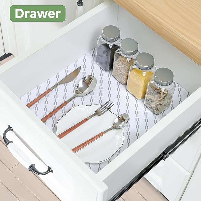 Shelf Liners 30 inch x 20 ft Shelf Liners for Kitchen cabinets nonstick Shelf Lining Drawer Mats EVA Protector for Cupboard (White Diagonal Stripes,30 inch x 20 ft)