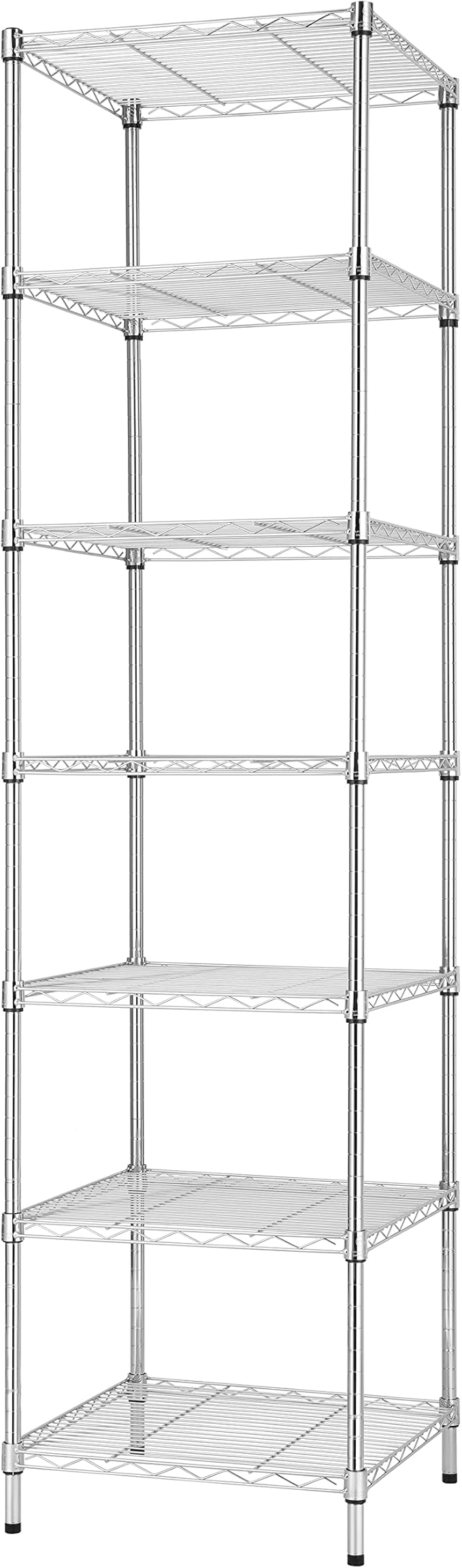 Finnhomy Heavy Duty 7 Tier Wire Shelving, 18x18x72 inches 7 Shelves Storage Rack with Thicken Steel Tube, Pantry Shelves for Storage, Adjustable Metal Shelving Unit, NSF Certified, Chrome