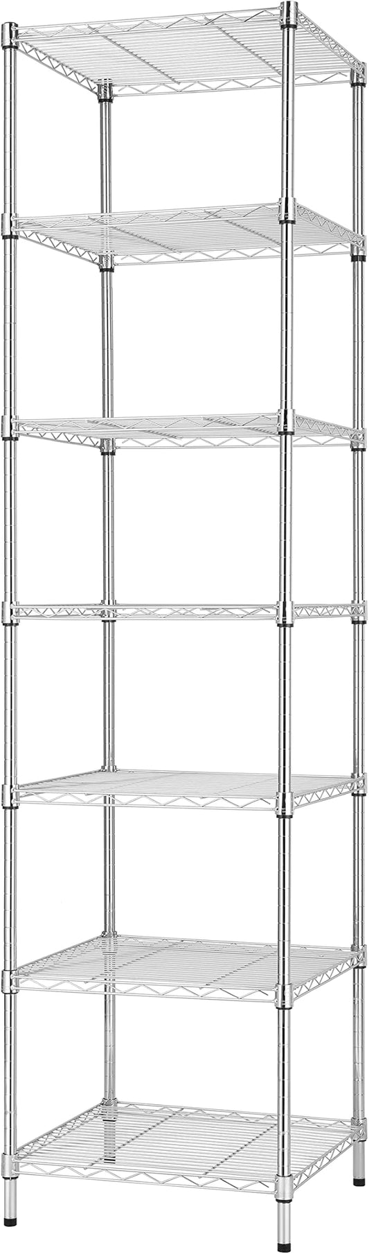 Finnhomy Heavy Duty 7 Tier Wire Shelving, 18x18x72 inches 7 Shelves Storage Rack with Thicken Steel Tube, Pantry Shelves for Storage, Adjustable Metal Shelving Unit, NSF Certified, Chrome