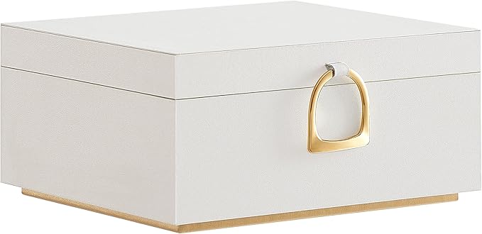 SONGMICS 2-Layer Jewelry Box, Jewelry Organizer with Handle, Removable Jewelry Tray, Jewelry Storage, Floating Effect, 8.1 x 9.4 x 4.3 Inches, Gift Idea, White UJBC165W01