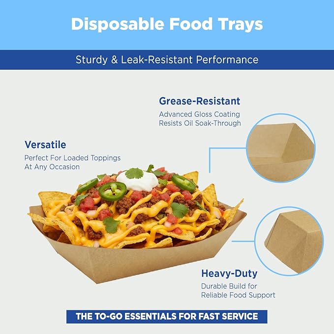 Karat [3 lbs - 500 Pack Kraft Paper Food Serving Tray for Hot Dogs, Fries, Roasted Chicken, Ribs, Steaks (FP-FT300K)