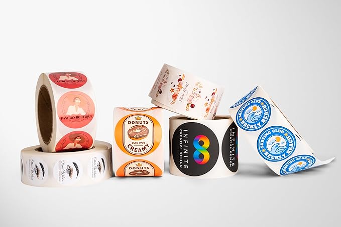 Build Your Own Stickers - Any Design + Logo - Personalize Business - 50+ Roll - Multi Shapes, Sizes, Backgrounds, Text - Gloss/Matte Labels (2 inch Square)