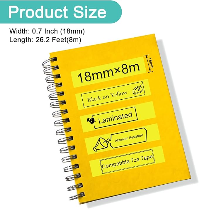 NineLeaf 10 Pack Compatible for Brother P-Touch TZe-641 TZe641 TZ-641 TZ641 TZ Tape 3/4 Inch 18mm 0.7 Laminated Black on Yellow Label Maker Tape Refills for PT-D400 PT-D410 PT-D600 PT-D610BT PT-D460BT