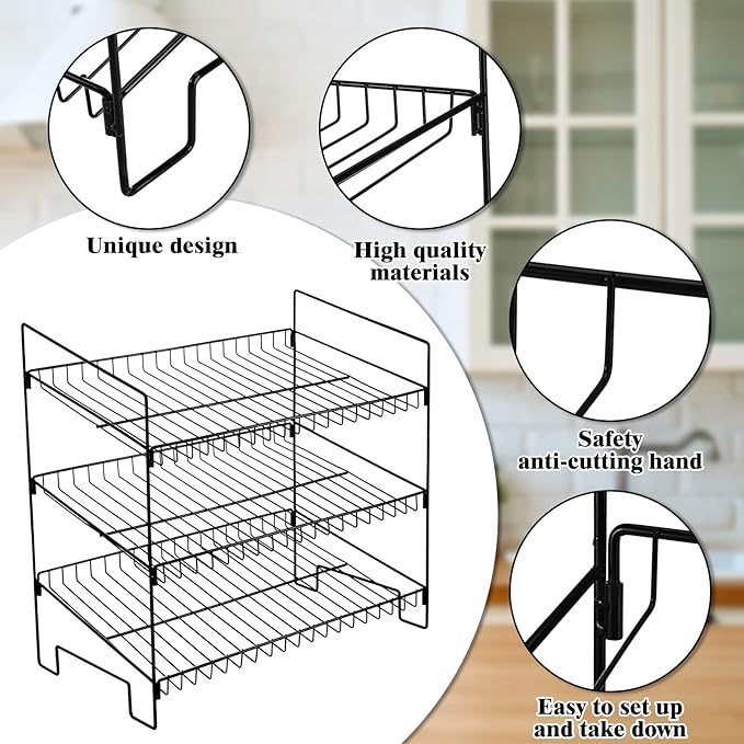 LEIFIDE 3 Tier Snack Basket, 24 x 14.9 x 23.2 Inch Candy Display Rack, Metal Wire Countertop Concession Stand Supplies for Office, Pantry, Kitchen, Bathroom