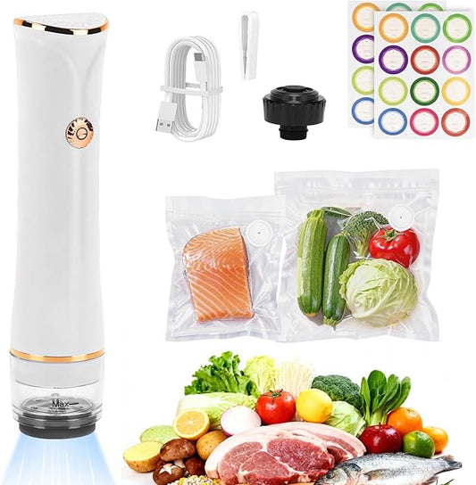 Compact Vacuum Sealer for Food with Reusable Bags, Ultra-long 100-minutes Vacuuming Time, 6X Freshness Keep for Home Kitchen RV Travel Seal Meal