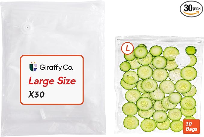 Reusable Vacuum Sealer Bags – 10/30 Big Food Storage Bags (30x34cm/11.8x13.4in), BPA-Free, Leak-Proof & Odor-Resistant, Compatible with Vacuum Sealer Machines
