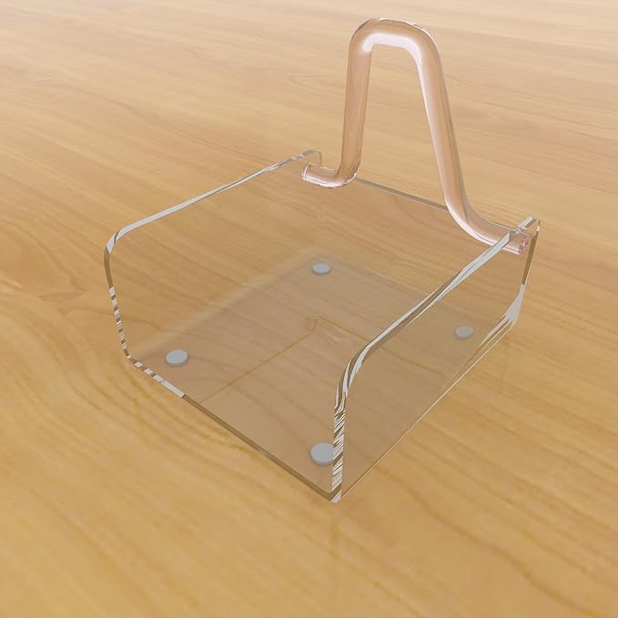 Sarpu Tecz Clear Plastic Napkin Dispenser Acrylic Cocktail Napkin Holder (5.0"x5.0") with Weighted Arm and Non-Slip Pads, Great for Kitchen Counter,Dining Table, Bathroom Vanity 1 pc